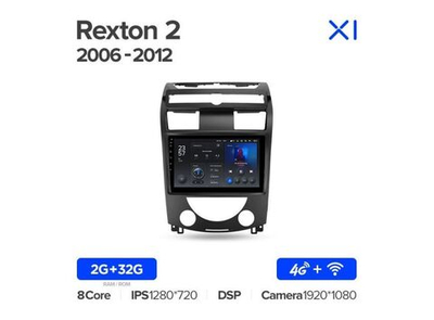Магнитола Teyes X1 2-32 Wi-Fi + 4G SsangYong Rexton Y250 II 2 2006 — 2012 10.2"