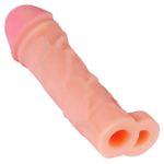 Удлиняющая и расширяющая насадка на пенис с кольцом для мошонки Giant (вторая кожа) (Цвет: телесный)