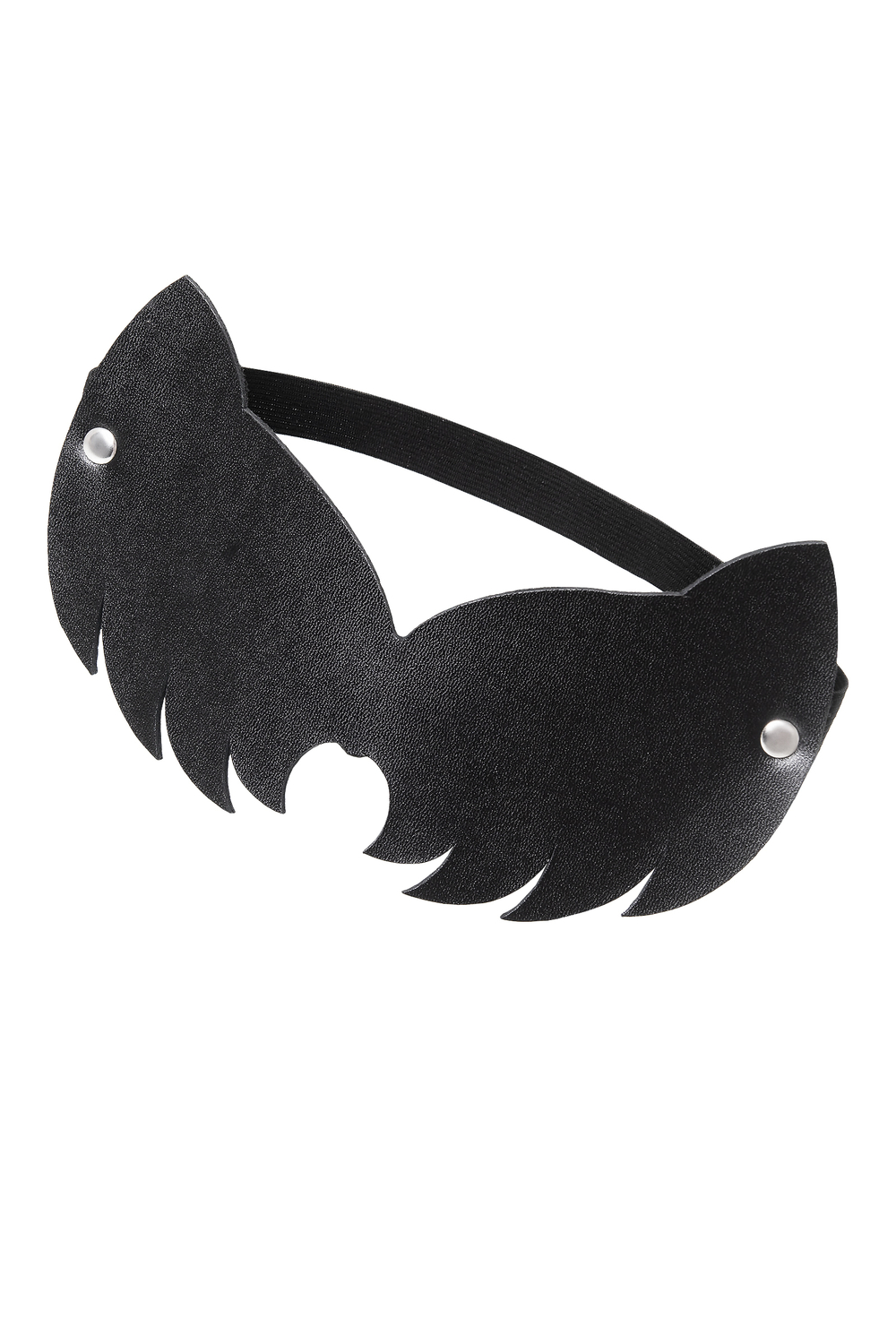 Маска с ушками кошки закрытая натуральная кожа чёрная