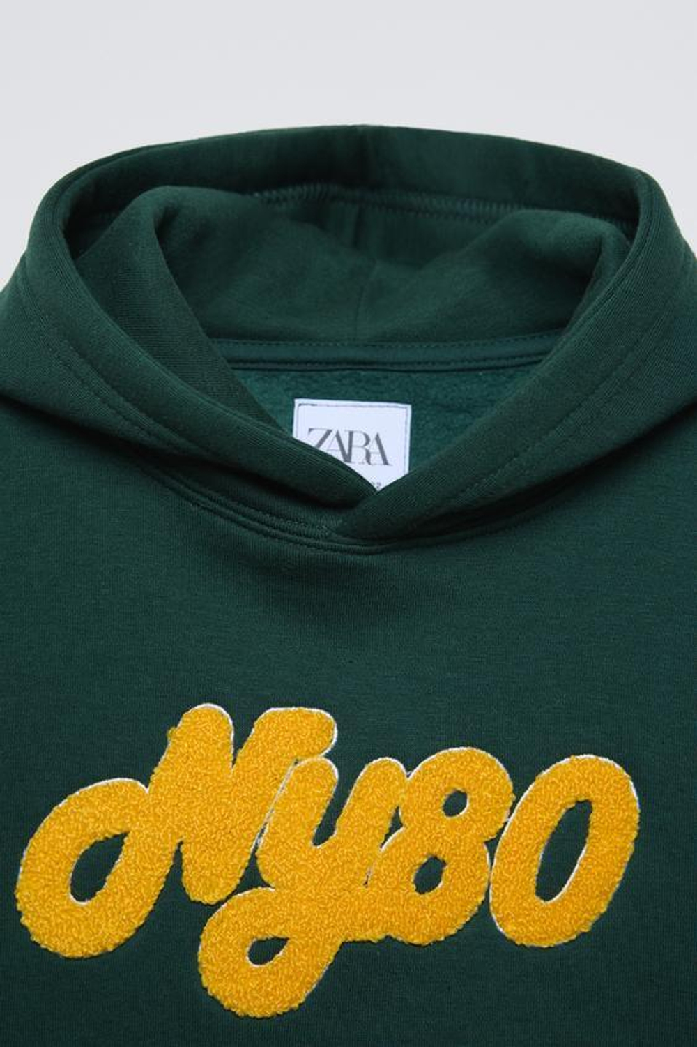 ZARA ХУДИ ИЗ МАХРОВОЙ ТКАНИ С НАДПИСЬЮ, ЗЕЛЕНЫЙ