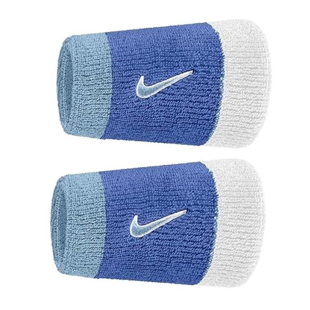 Напульсник теннисный Nike Swoosh Double Wide 2P - white/blue/light blue