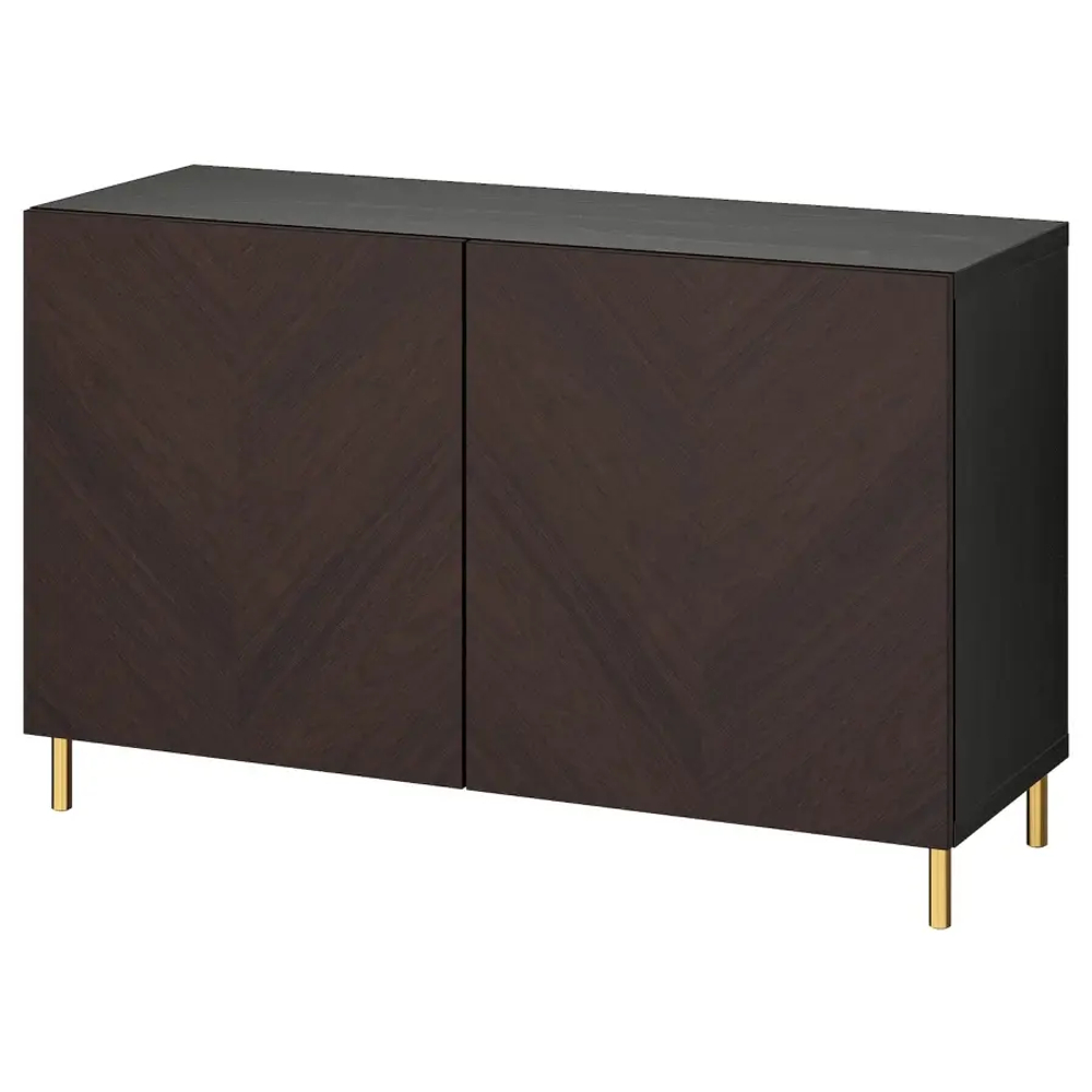 Комбинация для хранения - BESTÅ/ BESTА IKEA/ БЕСТА/БЕСТО ИКЕА, 120х74 см, черный/коричневый