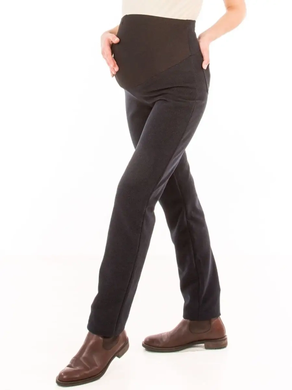 Брюки прямые из твида для беременных синий 3234