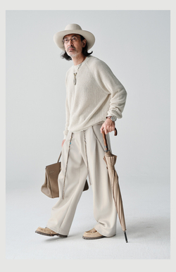 Брюки Nothomme Blue Cotton Pleated Structure Far-Infrared Heating Warm Oversized Curved Trousers 2026 Spring 5A Antibacterial Sweatpants Men