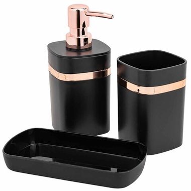 Набор для ванной комнаты 3пр. (дозатор для мыла, подставка для зубных щеток, лоток для аксессуаров) La and Te beaute LT-BSP-10BK