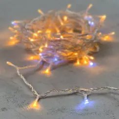 Светодиодная гирлянда с белым бликующим диодом 10 м, 220-230V., 100 желтых LED ламп, прозрачный ПВХ, LTC (PST100BLW-10-2Y)