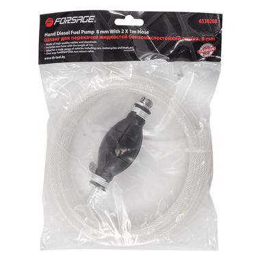 Шланг для перекачки жидкостей бензомаслостойкий с насосом ''груша''(?8мм, L-2м) Forsage F-6330208