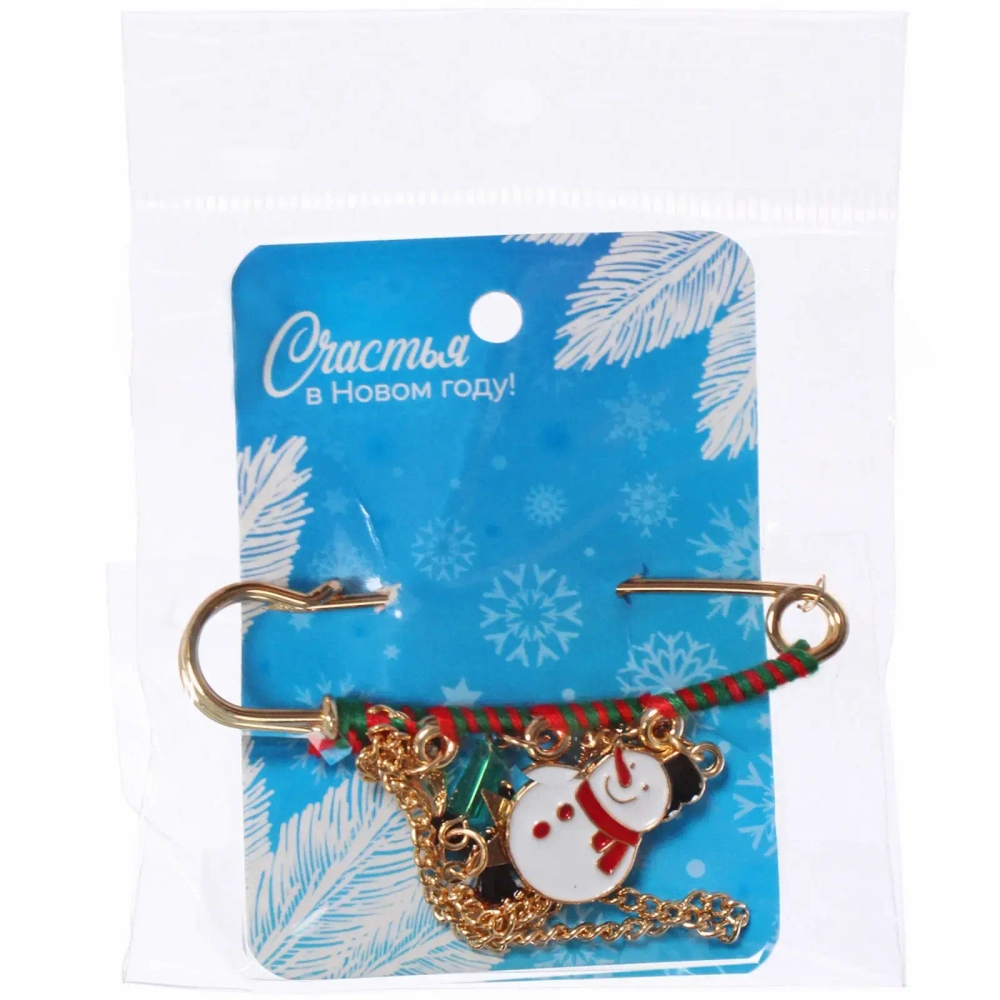 Брошь - булавка новогодняя «Best Podarok - Оленёнок и Снеговик», 7*7см