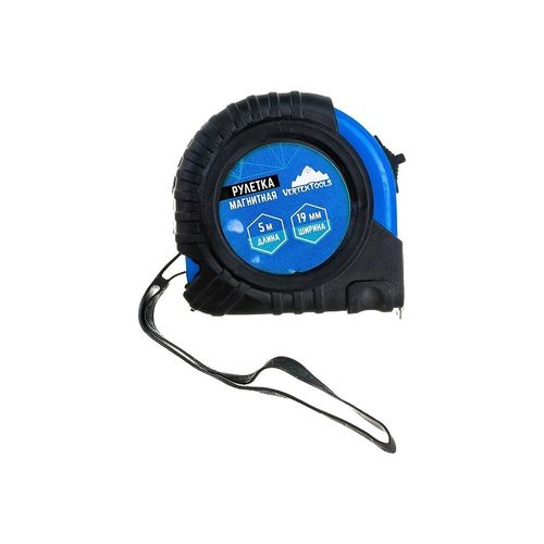 Рулетка 5 м 19 мм обрезиненный корпус, магнитная VERTEXTOOLS
