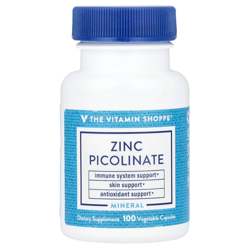 The Vitamin Shoppe, Пиколинат цинка, 100 растительных капсул (22 мг на капсулу)