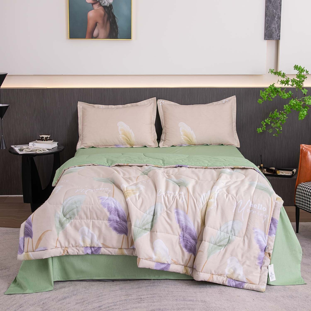 Комплект постельного белья Сатин с Одеялом 100% хлопок 160x80 на резинке OBR167