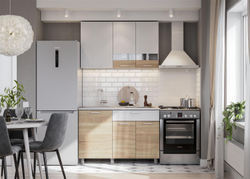 Кухонный гарнитур КГ-1 (Белый/Дуб Золотой/Чёрный) 1800