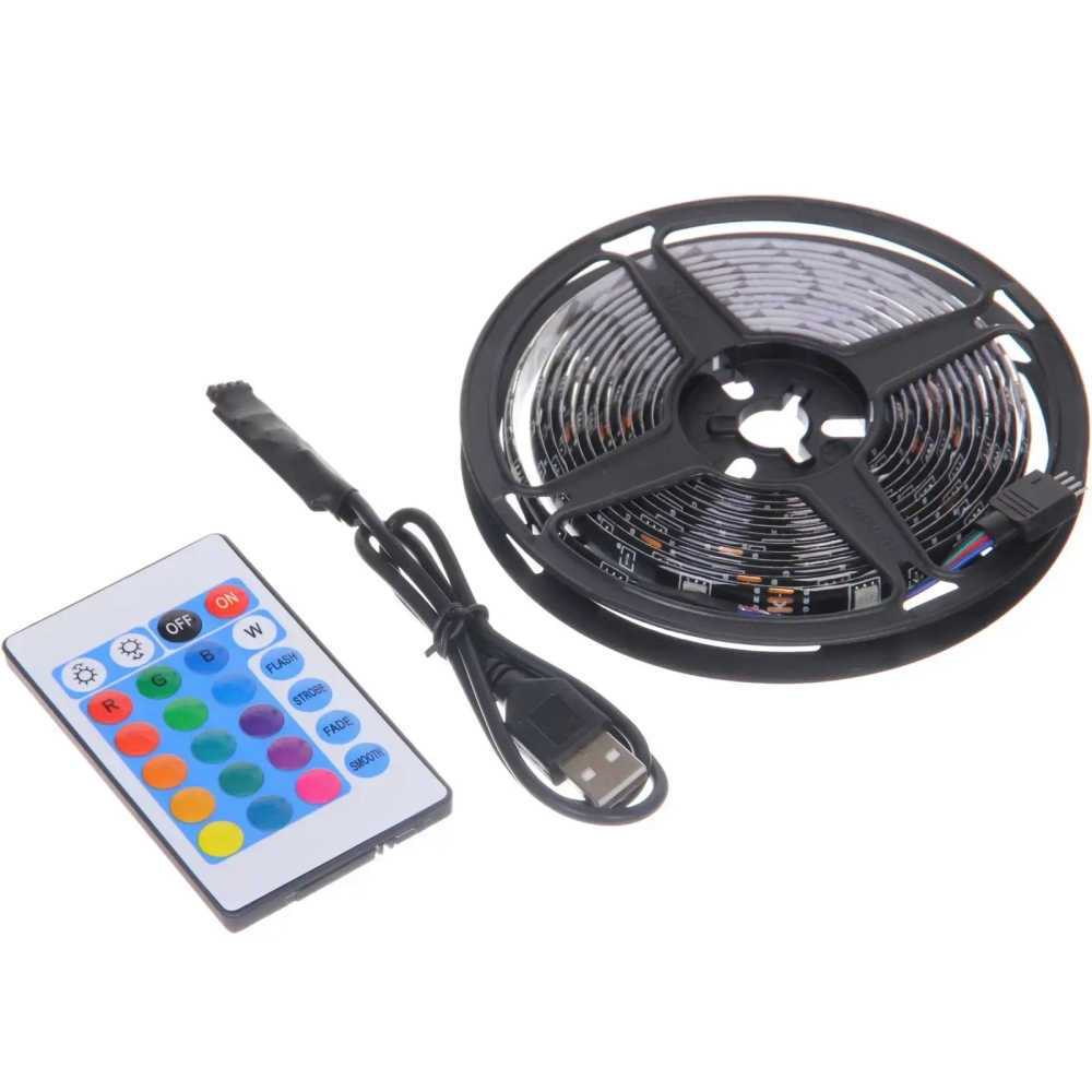 Гирлянда для дома Лента светодиодная LIGHT 3м*10мм, 90 ламп LED, 20 реж, с пультом, степень защиты IP20 RGB