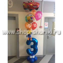 shop-shariki.ru фольгированная цифра 3 с фонтаном шаров