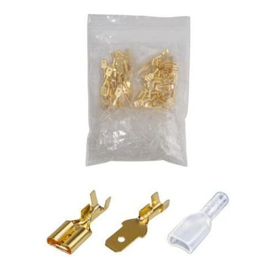 Клемма плоская 6.3мм (F+M) - 50+50 шт + Изоляционные втулки