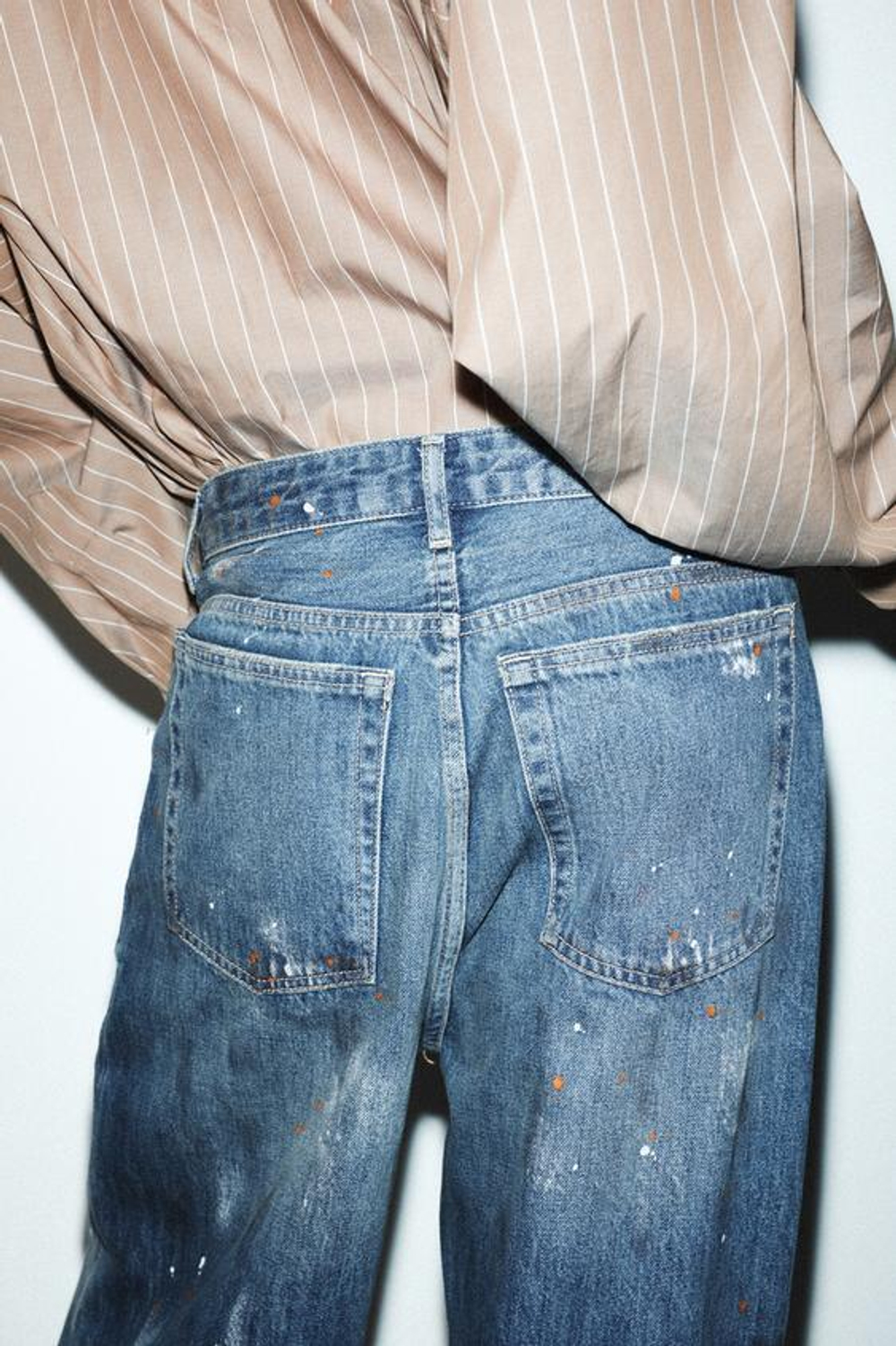 ZARA ДЖИНСЫ TRF СВОБОДНОГО КРОЯ ОВЕРСАЙЗ С ВЫСОКОЙ ПОСАДКОЙ, СИНИЙ