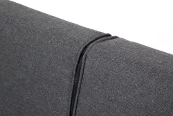 "Канны" левый модуль плетеный из роупа, каркас алюминий темно-серый (RAL7024) муар, роуп темно-серый круглый, ткань темно-серая 027