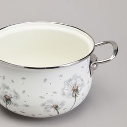 КАСТРЮЛЯ AGNESS ЭМАЛИРОВАННАЯ СО СТЕКЛЯННОЙ КРЫШКОЙ СЕРИЯ "DANDELION", 2,8 Л ДИА. 20СМ