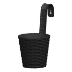 Кашпо "Ведро декоративное РАТТАН" настенное с крючком для подвеса, цвет антрацит