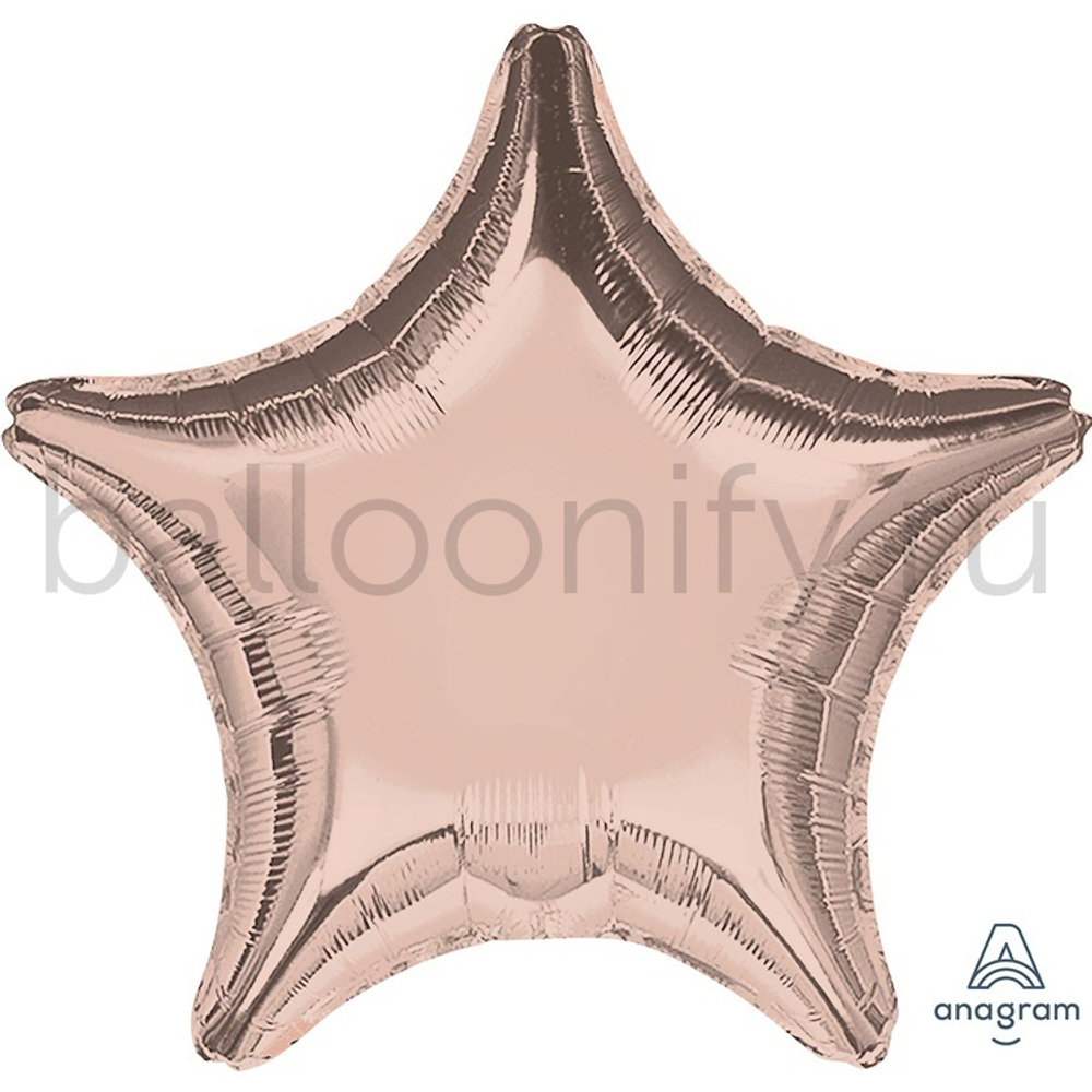 Фольгированная фигура, звезда, 19"/48СМ Металлик Rose Gold