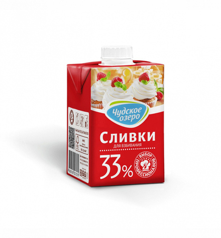 Сливки 33% 500 мл Чудское озеро