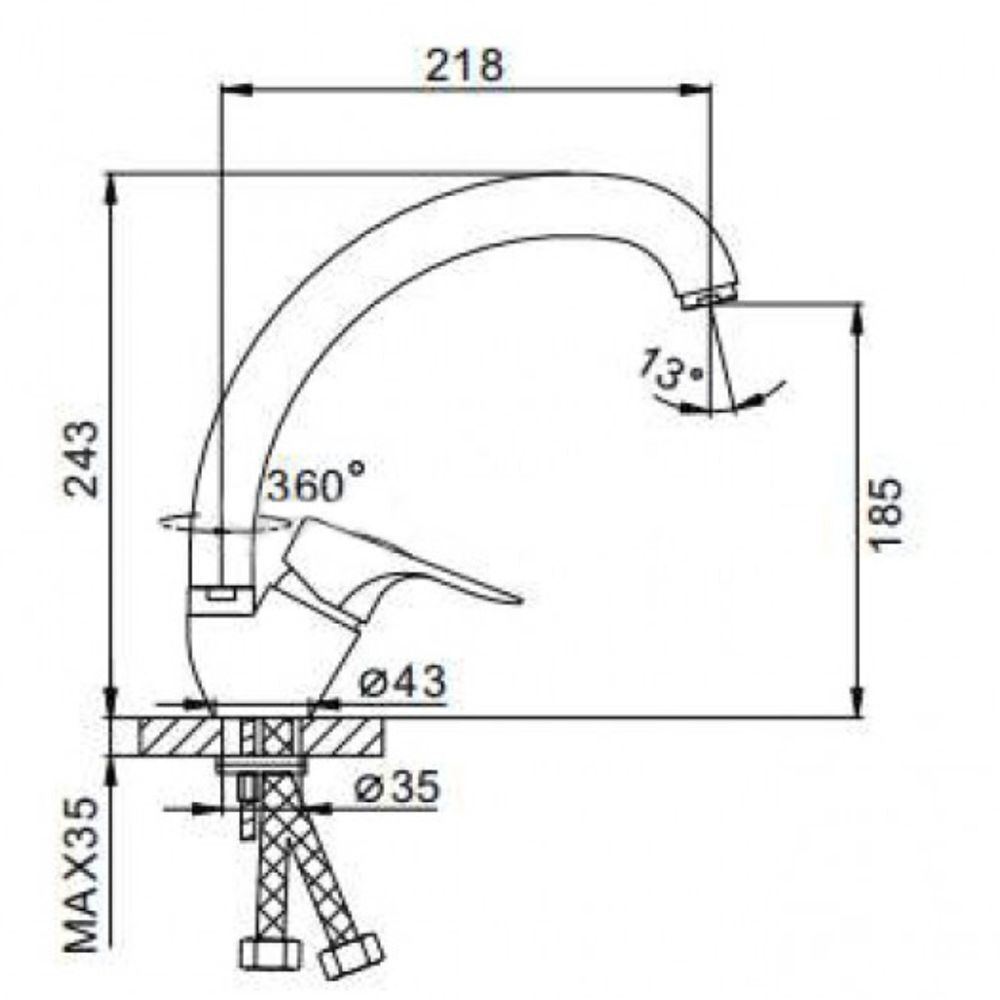 Смеситель для кухни, Frap, с картриджем, хром, F4137-B