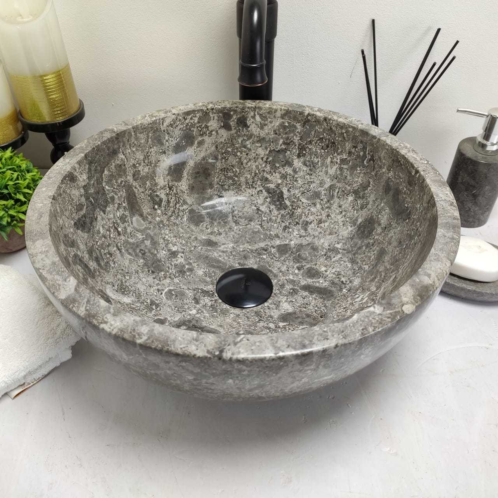 Раковина из мрамора Bowl Grey Small BM-00603  40x40x17 см
