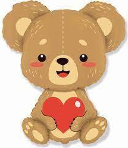 Шар (33""/84 см) Фигура, Плюшевый мишка с сердцем, 1 шт. Д001