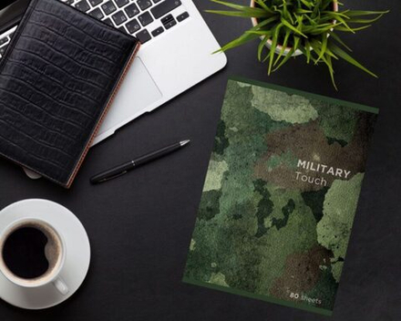 Тетрадь А4 80л кл. скоба ПЗБМ "МилитариТач" софт-тач, белизна 100%