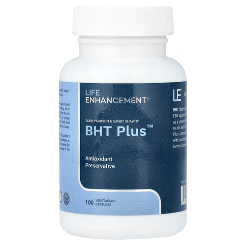 Life Enhancement, Durk Pearson & Sandy Shaw's BHT Plus, добавка с бутилгидрокситолуолом, 100 капсул