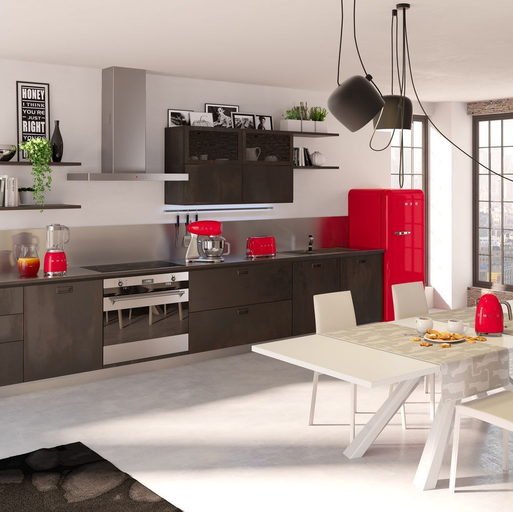 Тостер Smeg Стиль 50-х годов для 2 тостов красный Италия на кухне