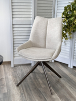 Стул М-City DISAUR Оскар (Oskar) поворотный на 360 градусов, Бежевый, ткань, Шоколадное Золото каркас