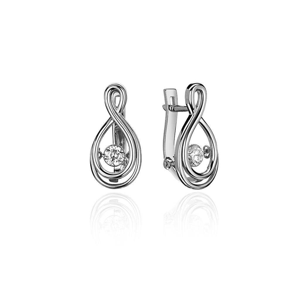 Серьги с фианитом из белого золота 585 пробы JA-S-1С127963
