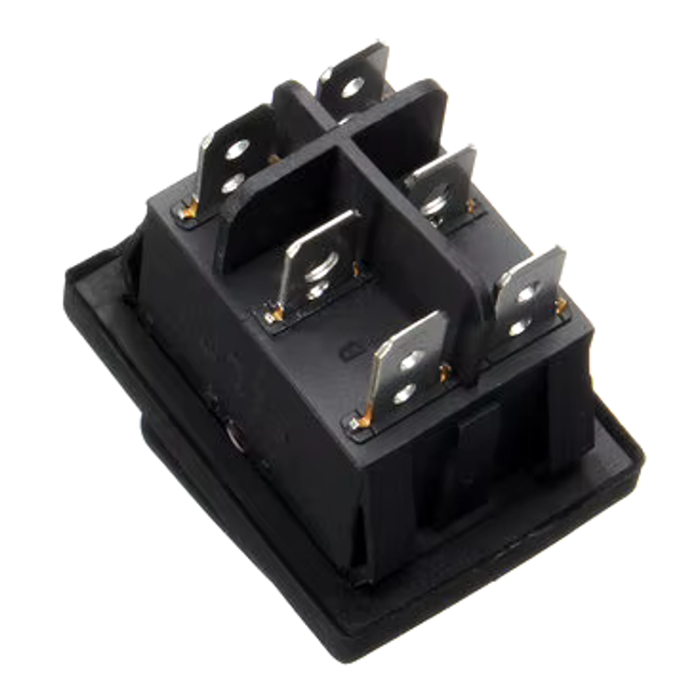 Переключатель влагостойкий (6-ти контактный) 16А, on-off-on, красный с нейтралью