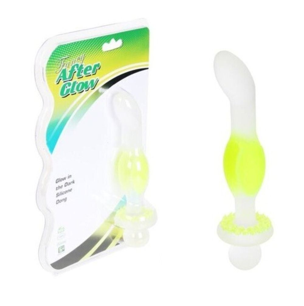 Фаллос светящийся After Glow (Цвет: прозрачный с салатовым)