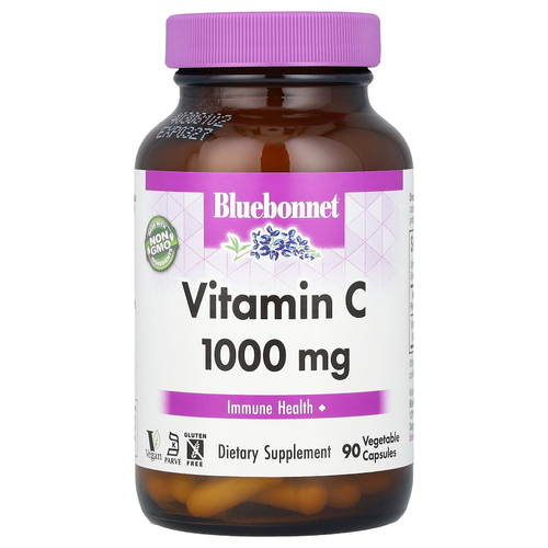 Bluebonnet Nutrition, Витамин C, 1000 мг, 90 растительных капсул