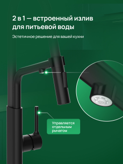 Смеситель для кухни Domaci Римини D569174BK с гибким изливом, черный