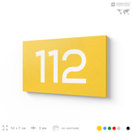 Номер на дверь квартиры 112, табличка на дверь для офиса, кабинета, аудитории, склада, желтая 120х70 мм, Айдентика Технолоджи