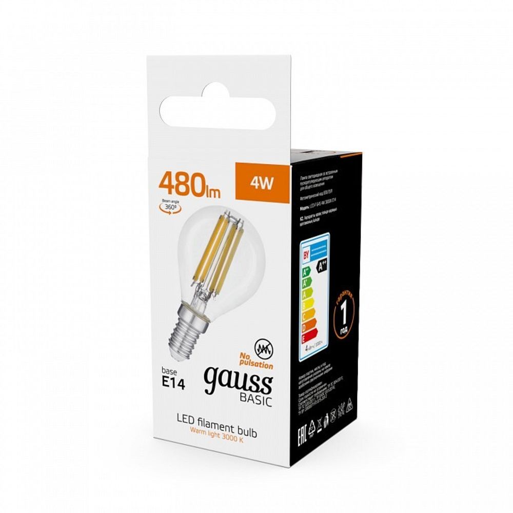 Лампа светодиодная Gauss  E14 4Вт 3000K 50512142