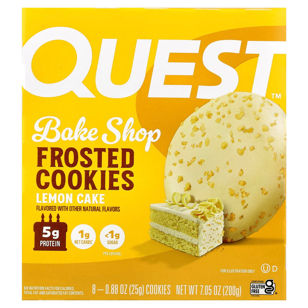 Quest Nutrition, Bake Shop, глазированное печенье, лимонный торт, 8 шт. по 25 г (0,88 унции)