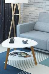 Стол журнальный Бруклин белый/дуб светлый