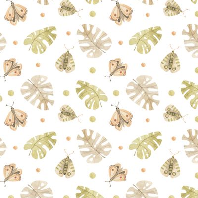 Butterflies and leaves