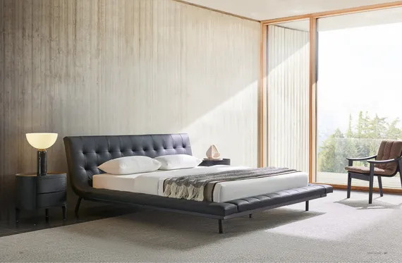 Кровать Onda 180х200 см, черная кожа