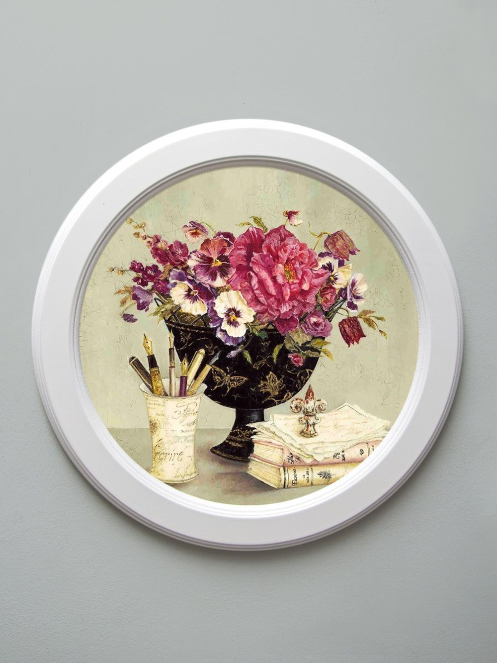 Картина на стену для интерьера на холсте в круглой раме