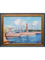 Картина маслом Ветренный день, Стрелка ВО Леонтьев