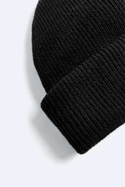 ZARA КОРОТКАЯ ШАПКА, ЧЕРНЫЙ