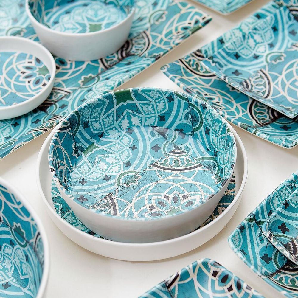 Тарелка с бортом 21*1,9 см Damask Blue пластик меламин P.L. Proff Cuisine