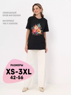 Футболка для спорта женская с принтом цветы