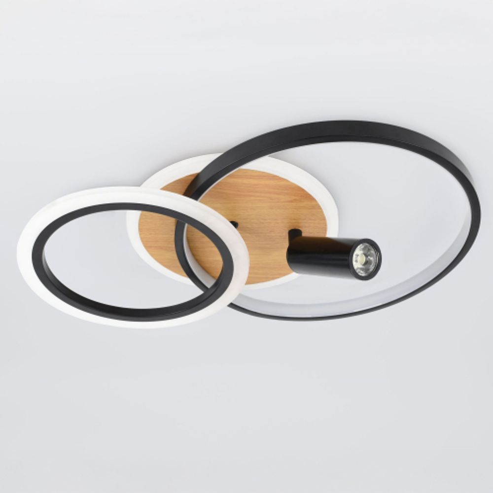 Светильник потолочный светодиодный ЭРА Модерн Rondo CLL-1 85W 3K-6,5K RC BK с ДУ черный-дерево