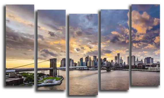 Модульная картина "Вечерний Бруклинский мост"